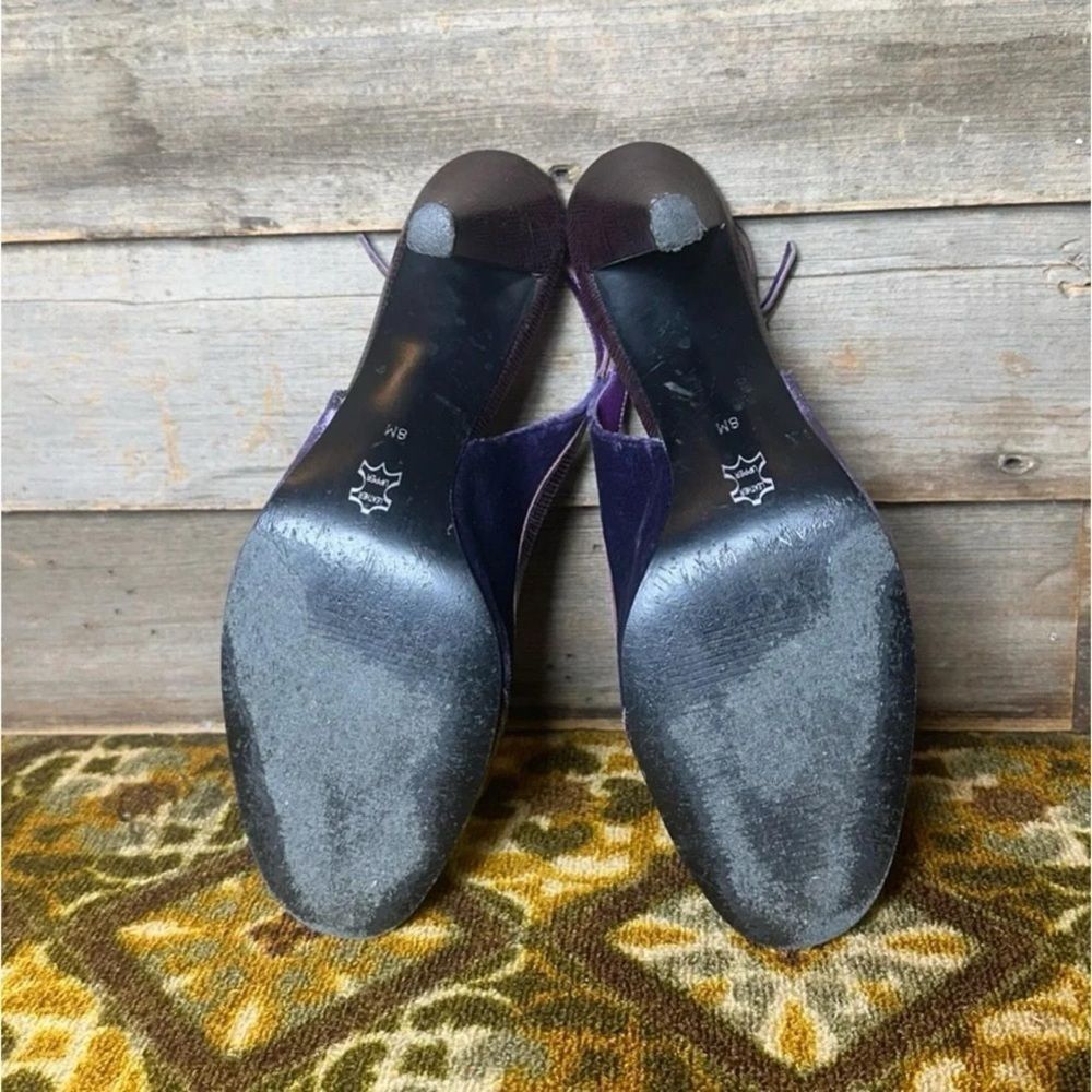 (7/125) Gianni Bini Purple Slingback Heels Women’s Size 8 Croc Embossed Bow Vint - Picture 7 of 8